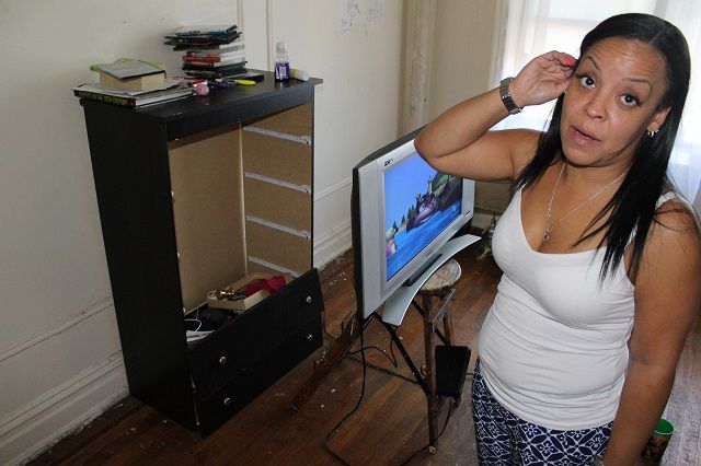 Hilonka Saldana took the shelves out of her youngest childrens' bedroom dresser because "it became a playground for mice." Still, she would like to remain in her apartment as a rent-stabilized tenant, saying, "It could be really nice in here."